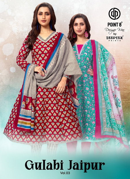 Gulabi Jaipur Vol 3 By Deeptex Cotton Anarkali Kurti With Bottom Dupatta Wholesale